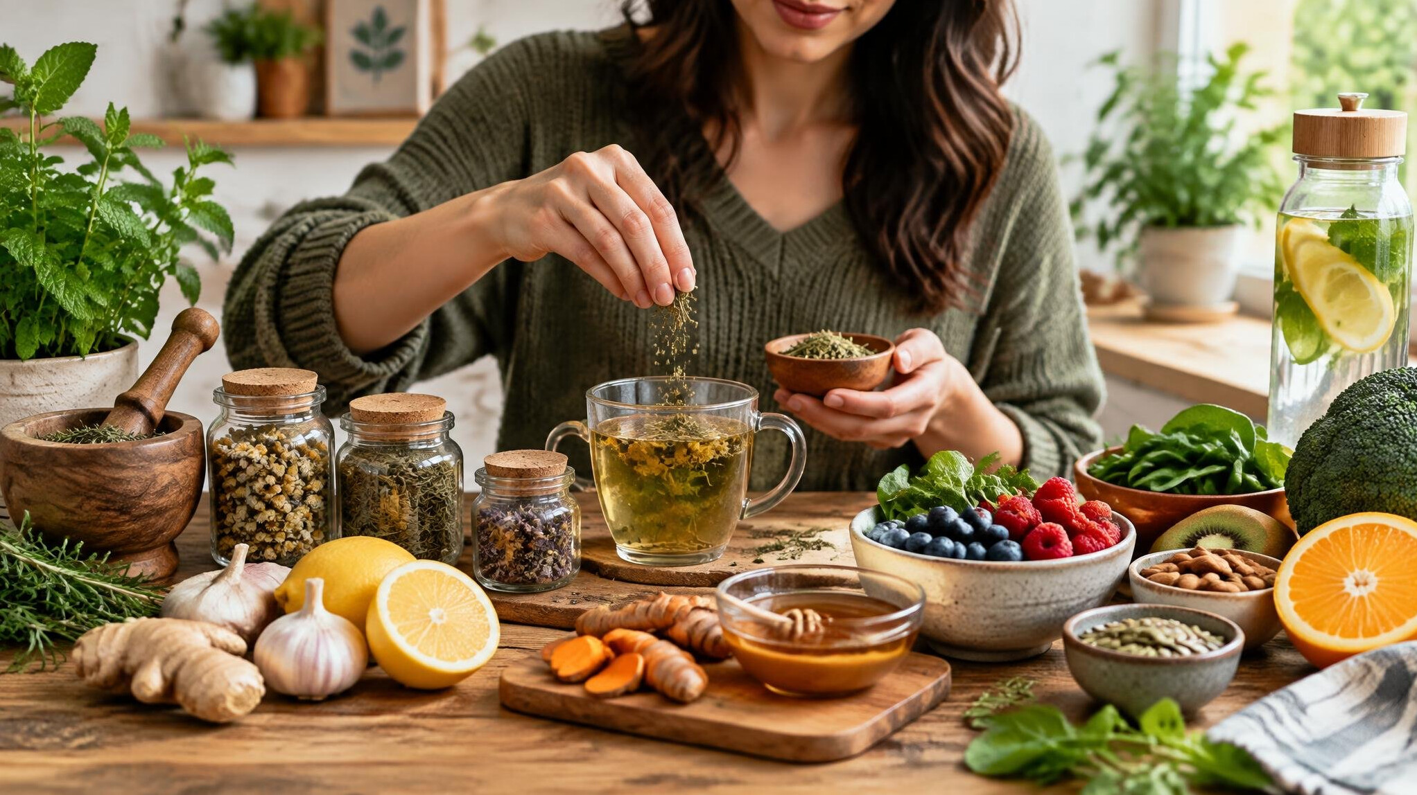 person preparing herbal remedies