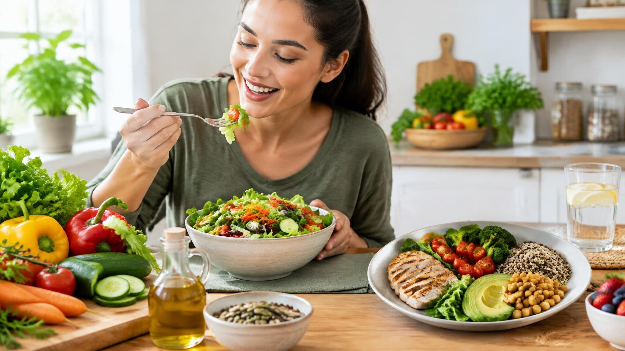 person eating fresh vegetables